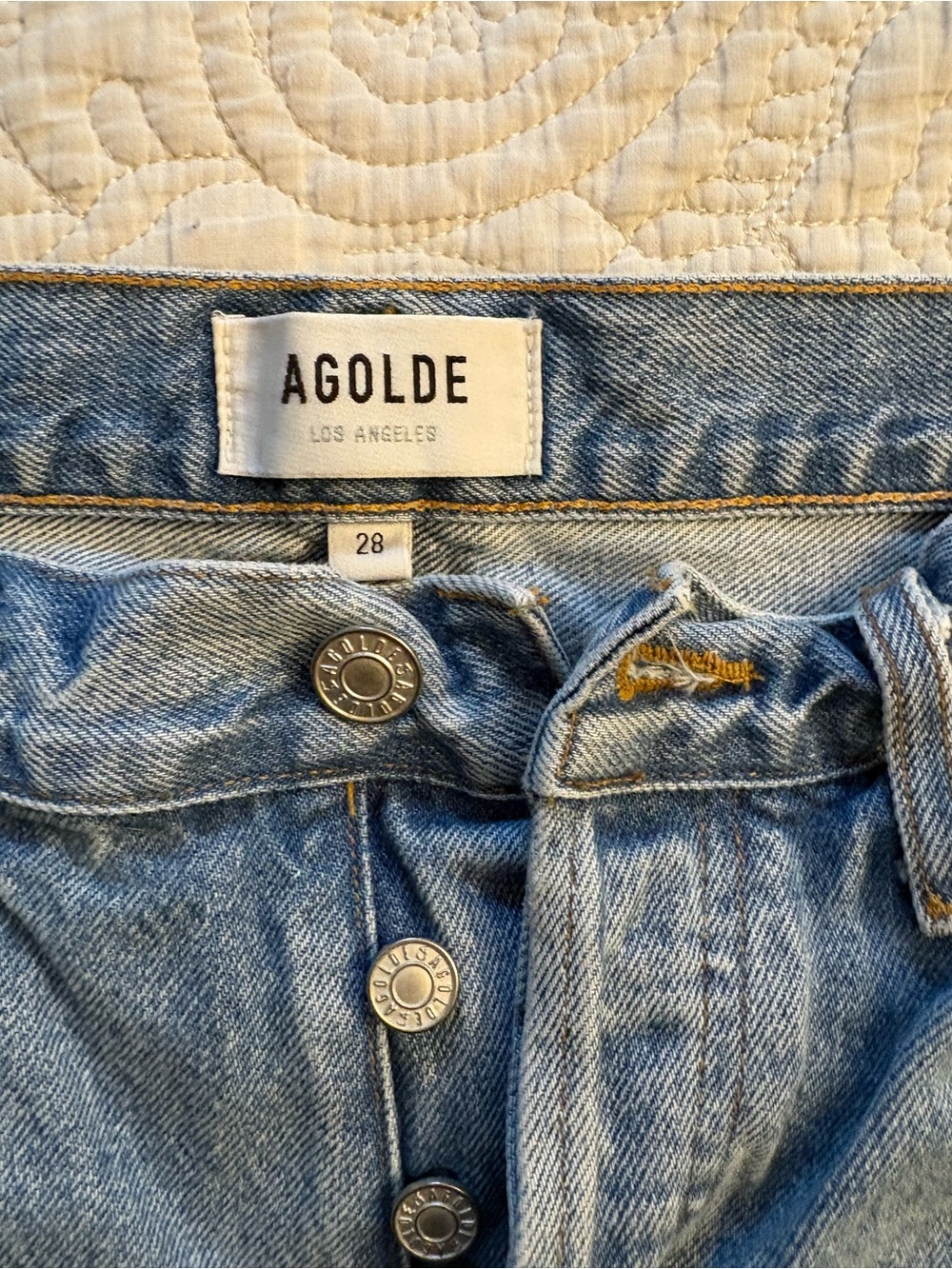 Agolde Light Blue High-Rise Button-Fly Jeans